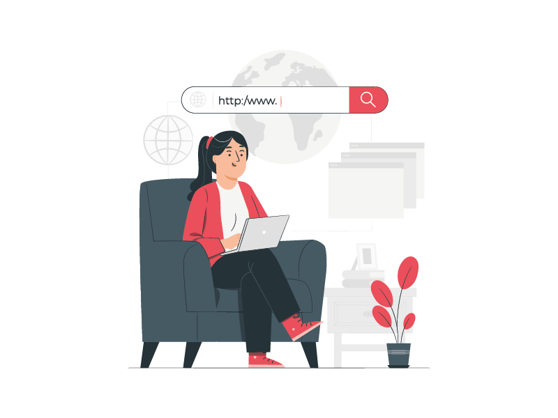 illustration hébergement web mise en ligne de site