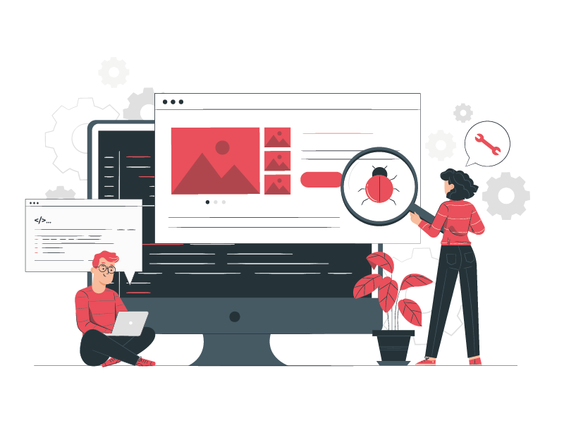 illustration recherche de bug site et maintenance